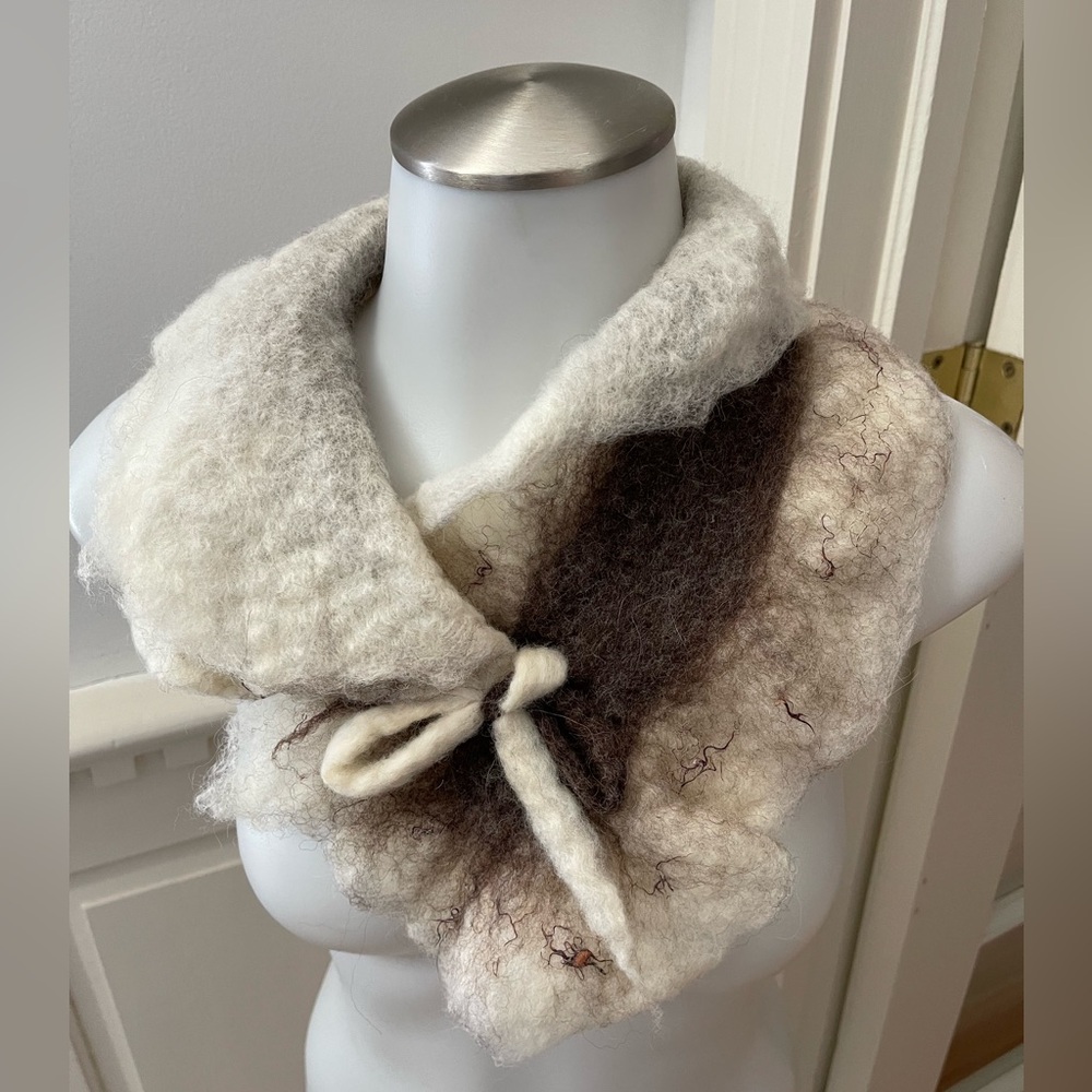 Handcrafted wet felted merino wool scarf/collar